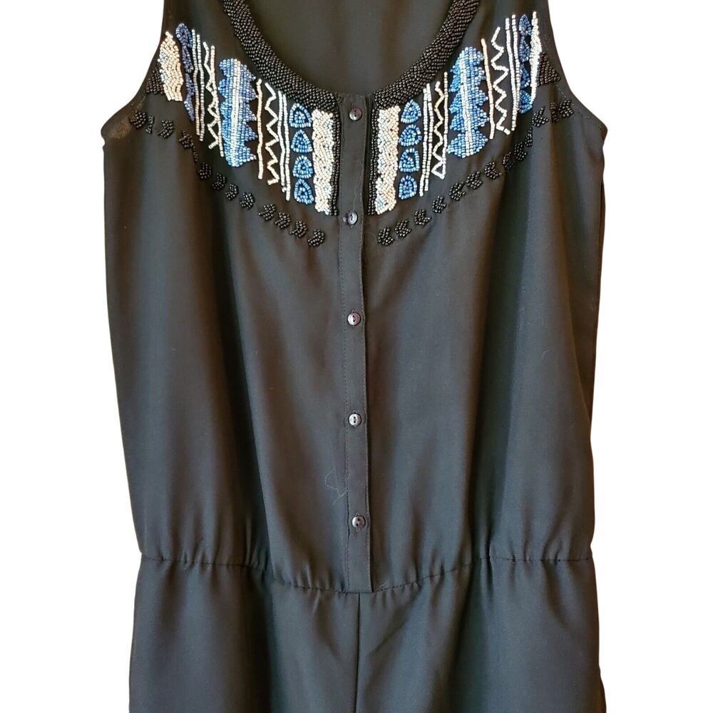 ZARA TRAFALUC Women's S Jumpsuit Black Beaded Elastic Waist Pockets Bust 34" - Picture 5 of 8